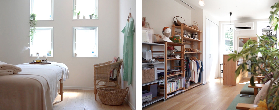 Nature の施術室の様子と入り口